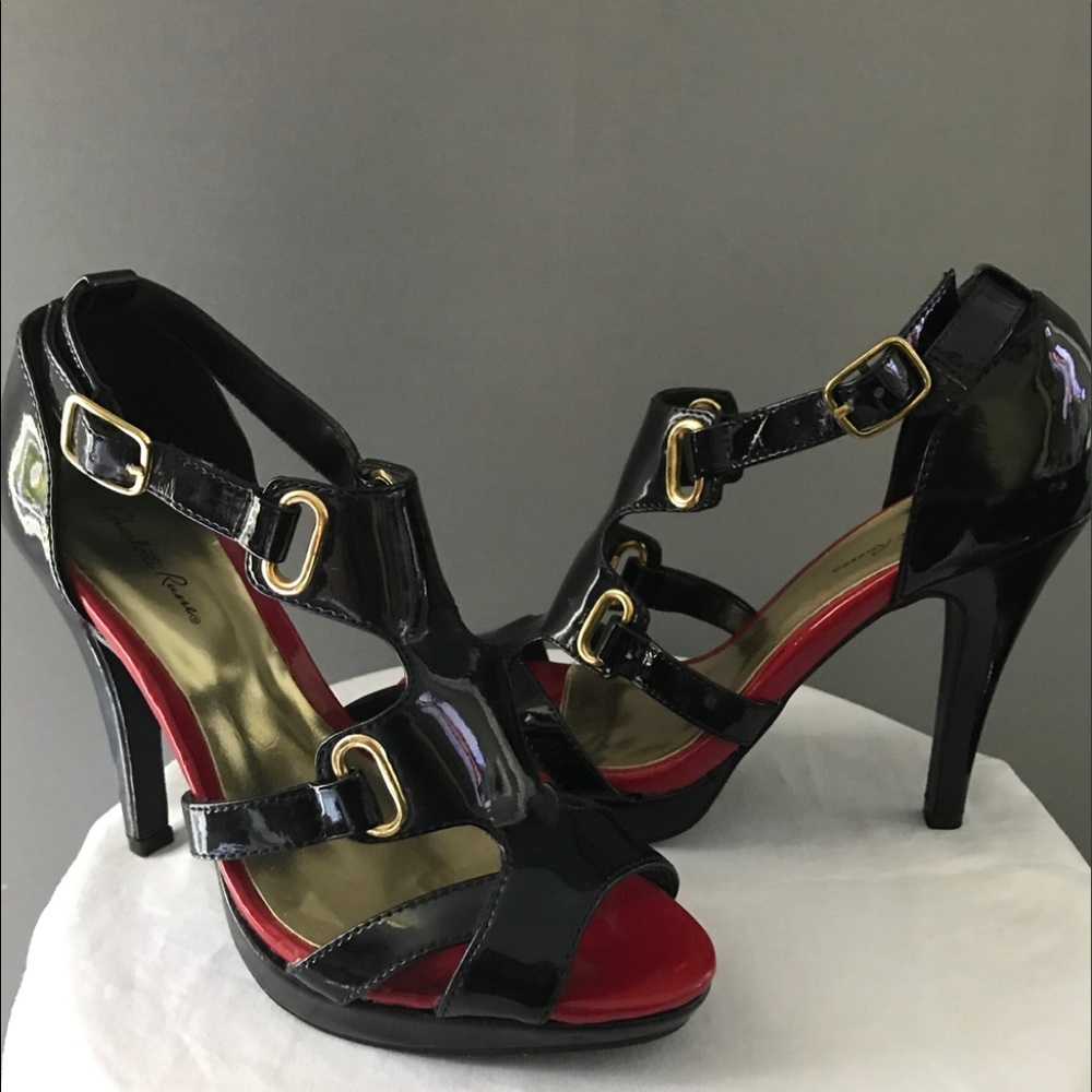 Charlotte Russe  Black/Red w/ Gold Hardware SZ 6