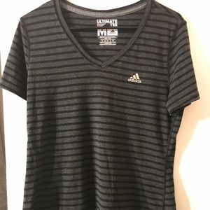 Black/gray striped adidas v neck T