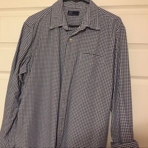 GAP Navy Blue Checkered Oxford Button Down