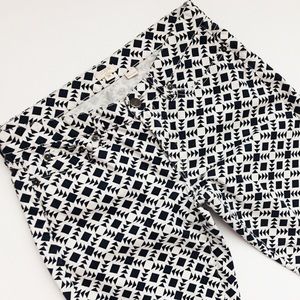 JCREW stretch, geo print black & off white pants