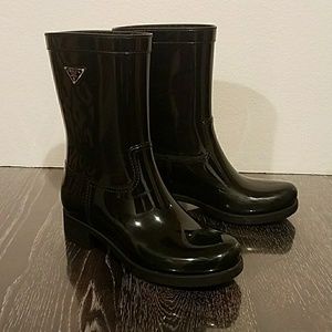 PRADA Rain Boots Rubber Black RainBoots size 38