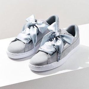 🐯 NIB Puma Heart Basket Grey Suede Size 8 🐯