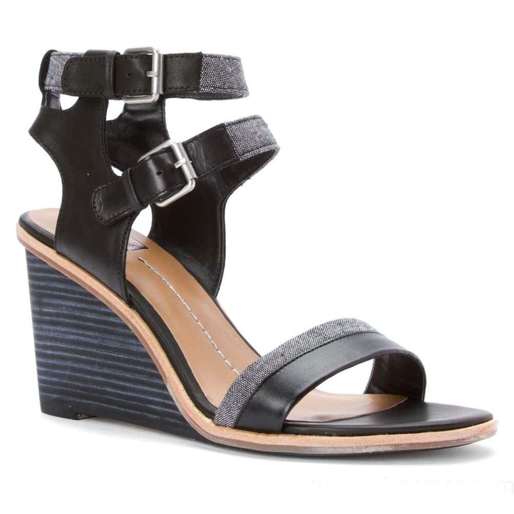 DOLCE VITA Black Cassie Wedge Sandals 9