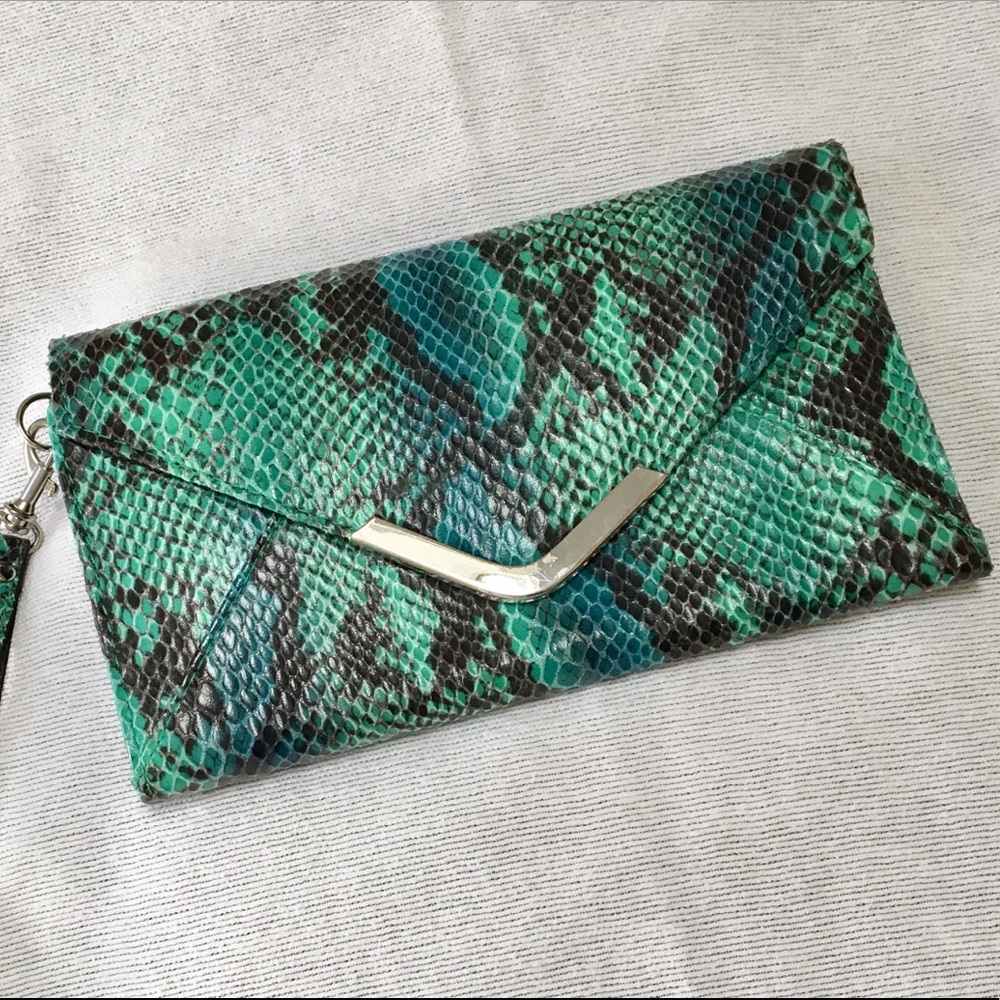 Faux Snakeskin Wristlet