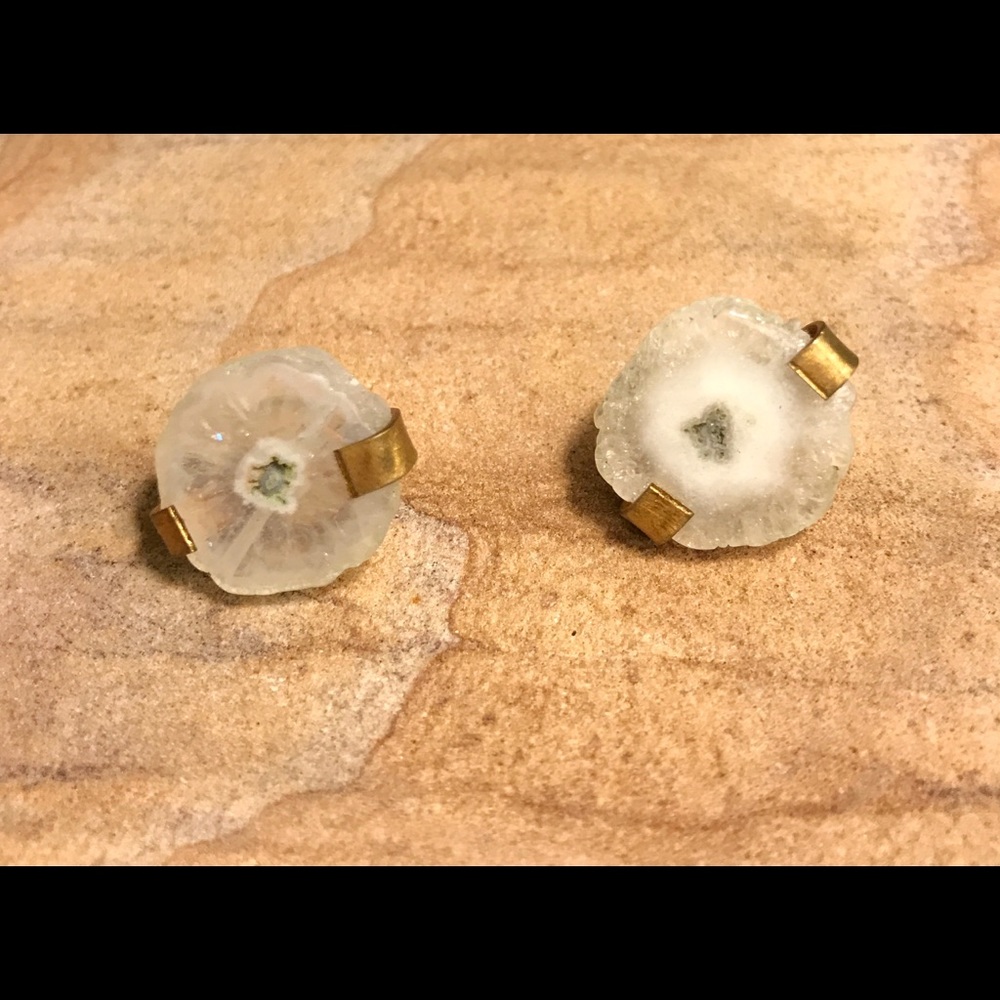 Stalactite slice stud earrings
