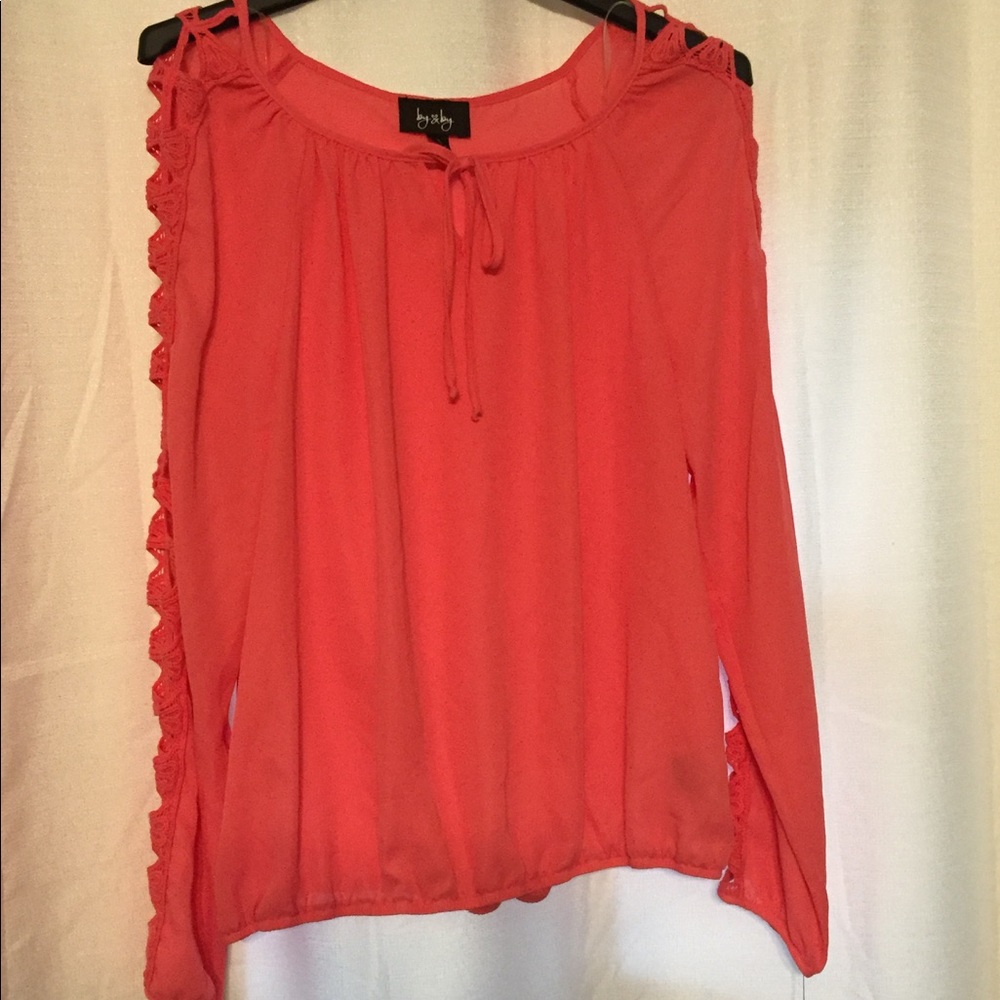 Coral chiffon top