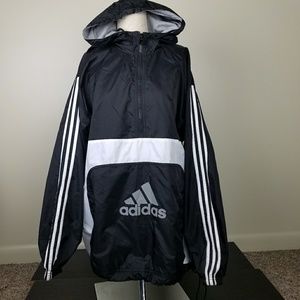 Adidas men's retro front pocket hooded windbreaker