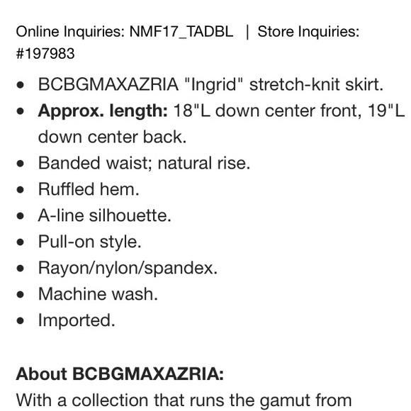 BCBGMAXAZRIA Ingrid A-Line Knit Woven Skirt - Picture 4 of 4