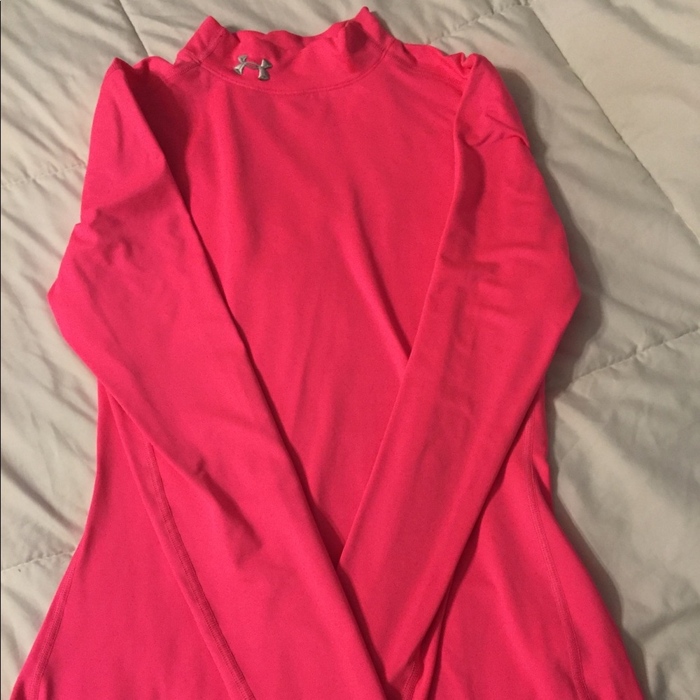 Hot pink under armor fitted mock neck