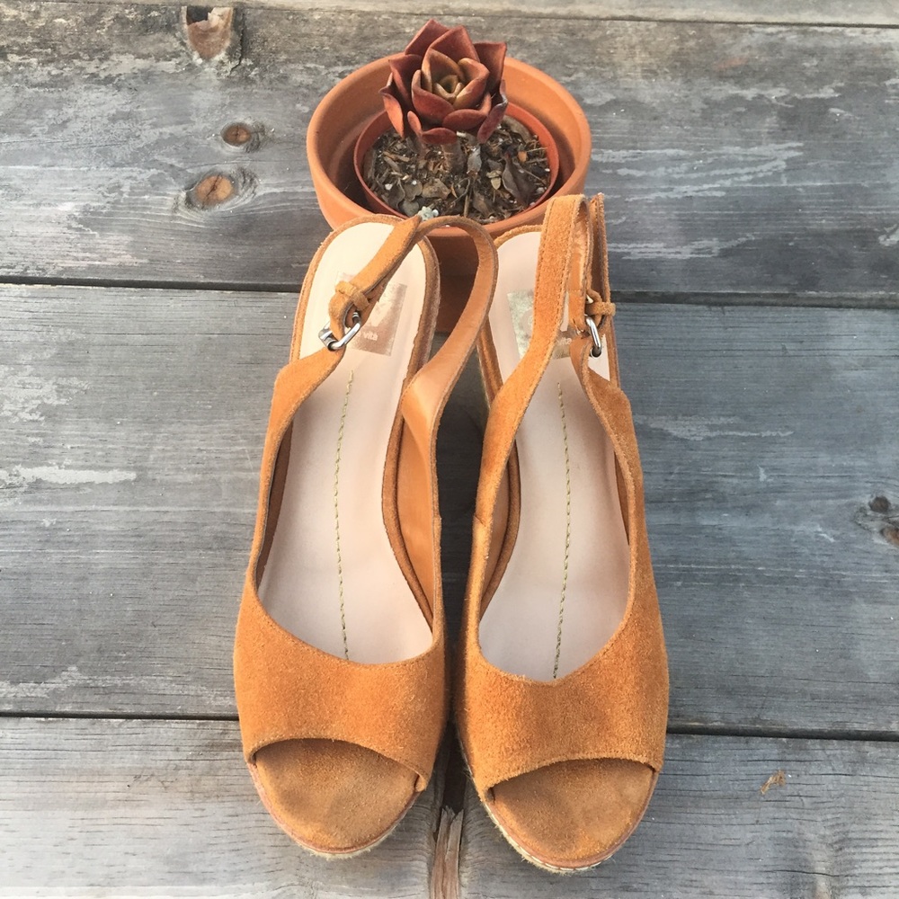 DV DOLCE VITA PEEP TOE WEDGES BROWN SUEDE SZ 10
