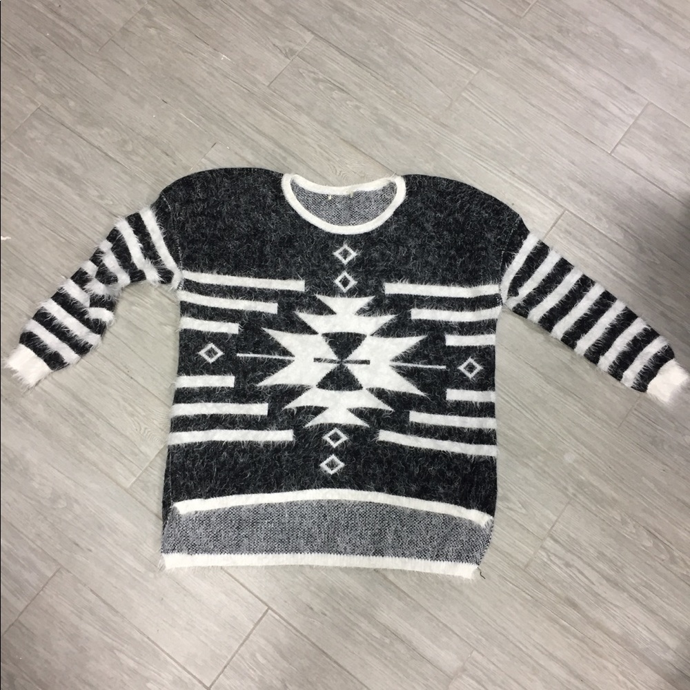 Black & White Fuzzy Sweater