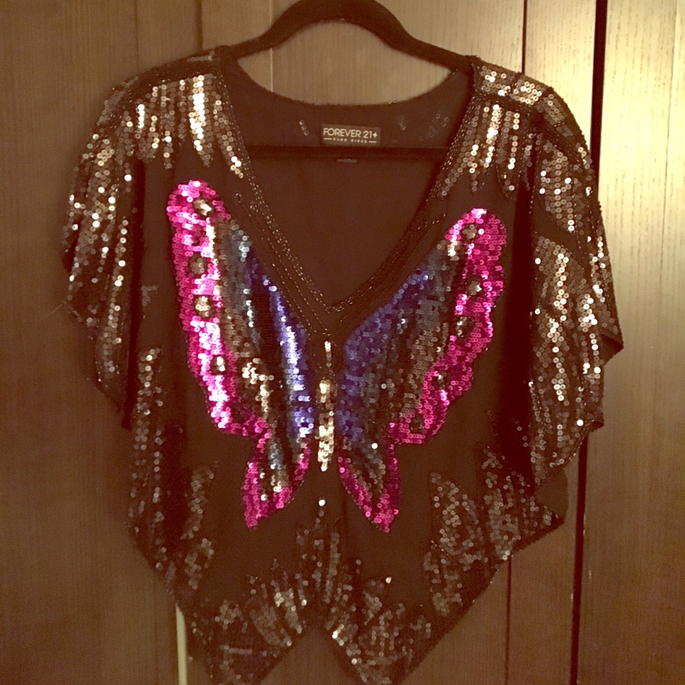 New! Sequined Butterfly Top