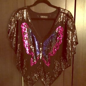 New! Sequined Butterfly Top