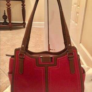 LIKE NEW!!  Tignanello Red and Brown Leather Bag
