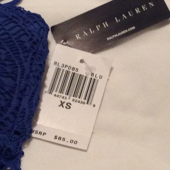 NWT-Ralph Lauren Bikini Blue Lace Tankini Top - Picture 4 of 8