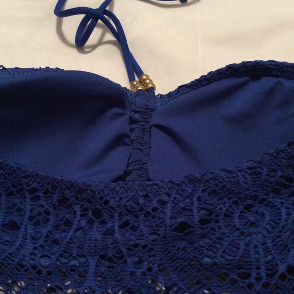 NWT-Ralph Lauren Bikini Blue Lace Tankini Top - Picture 7 of 8