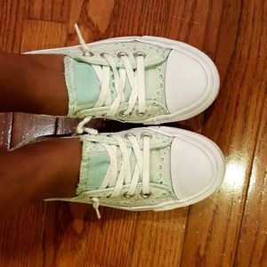 Mint Green, eyelet converse sneakers