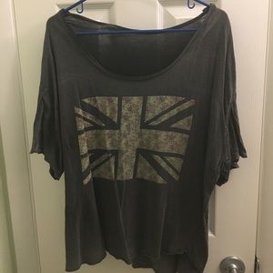 Grey and floral graphic tee