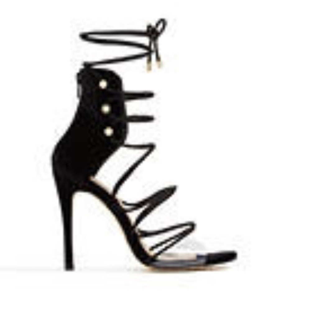 Black velvet heel sandal. SIZE 11