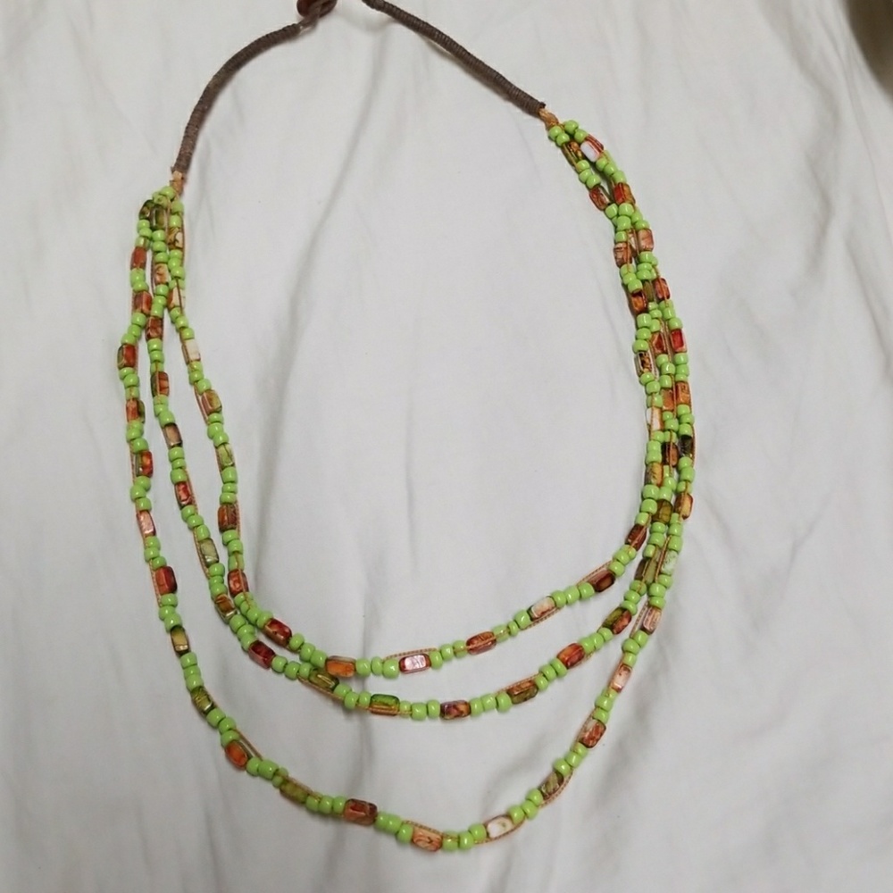 Carribean style green and rust necklace