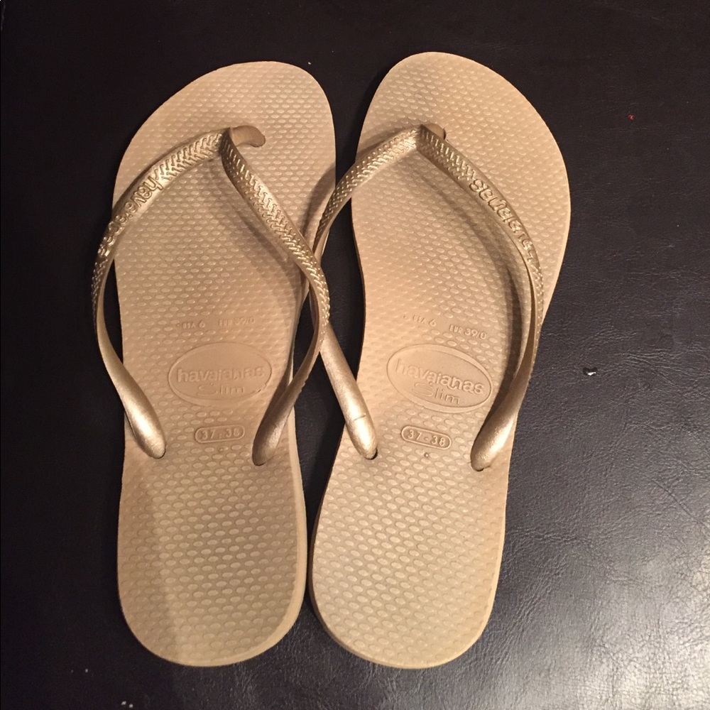 Havaiana slim gold flip flops 37-38