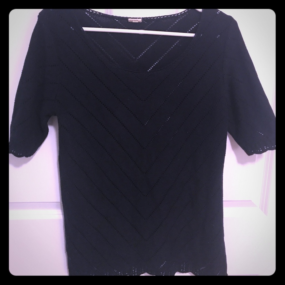 Crochet knit short sleeve sweater