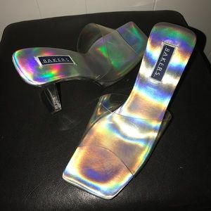 Holographic Clear Chunky Heels