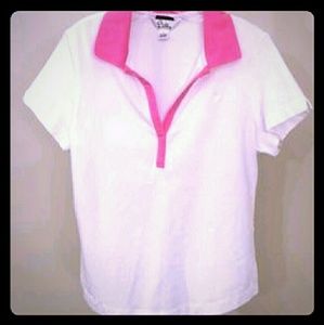 Lilly Pulitzer white and pink polo shirt