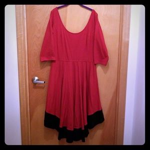 Red full skirted dress