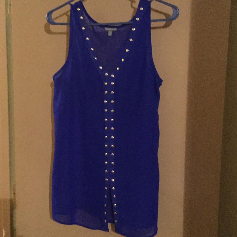 👑 Royal blue sheer studded sleeveless shirt