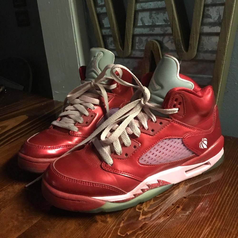 Jordans red girl size 6 high top sneakers