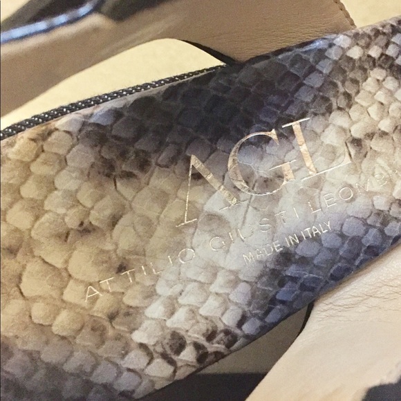 AGL 👡 PLATFORM WEDGE SANDALS denim and NAVY patent leather with wide strap - Picture 5 of 12