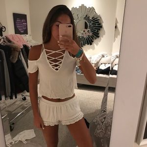 white minkpink cris's cross top