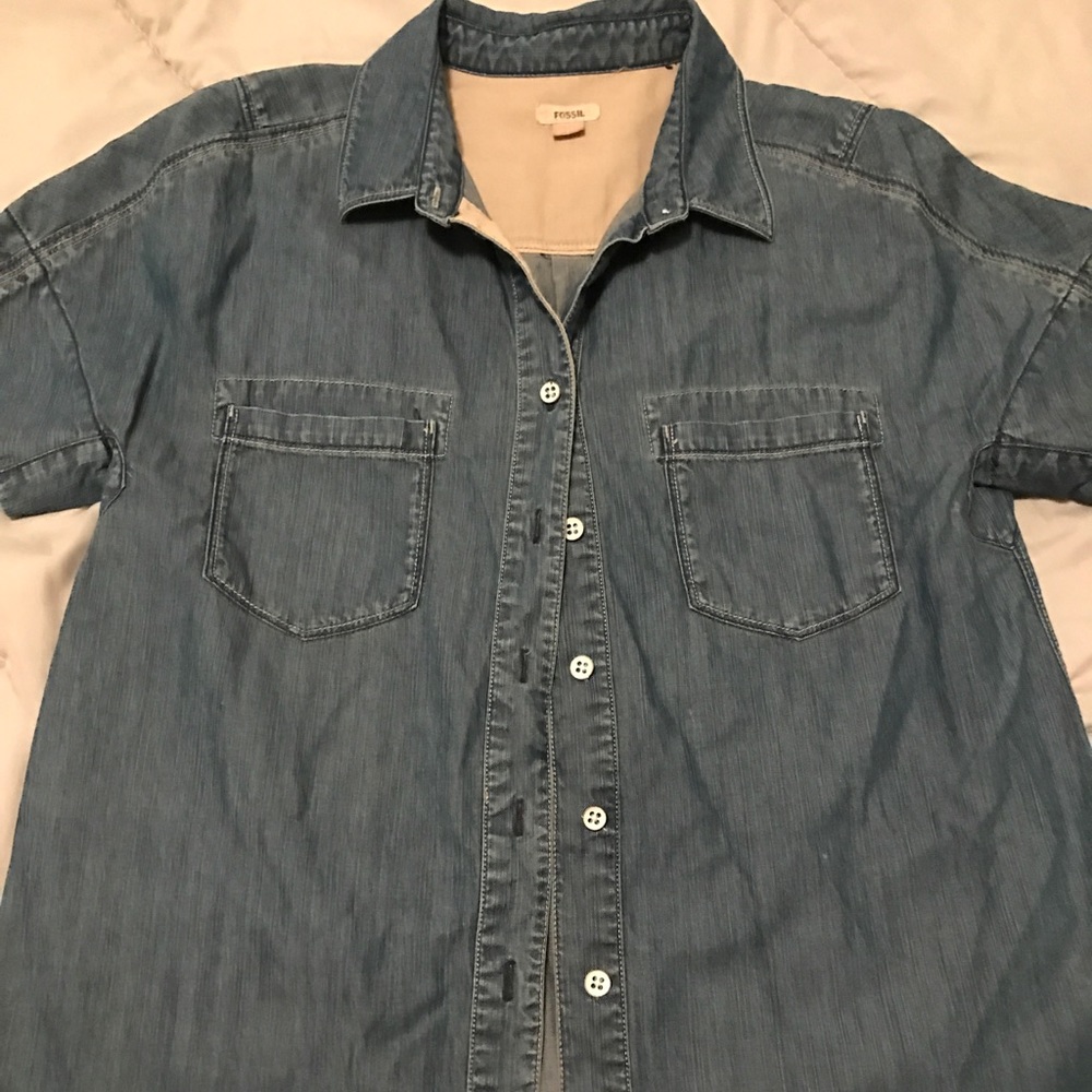 Fossil chambray short sleeve top