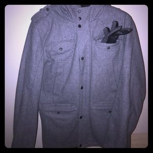 Guess hooded grey jacket and gloves