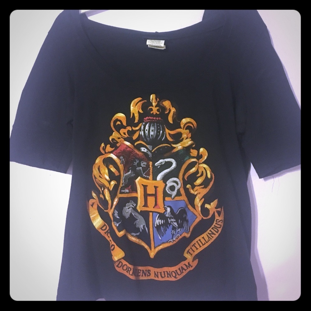Rare Hogwarts Scoop Neck Tee with Hood!