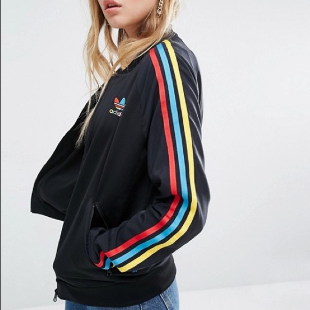 ADIDAS SUPERSTAR MULTICOLORED STRIPED TRACK JACKET