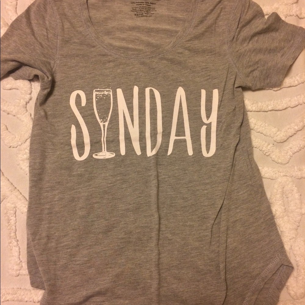 Grey scoop neck graphic T