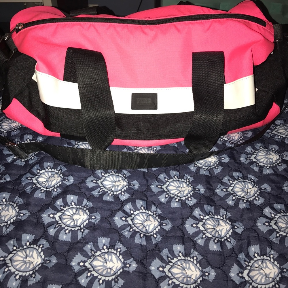 Pink Victoria's Secret gym bag neon pink