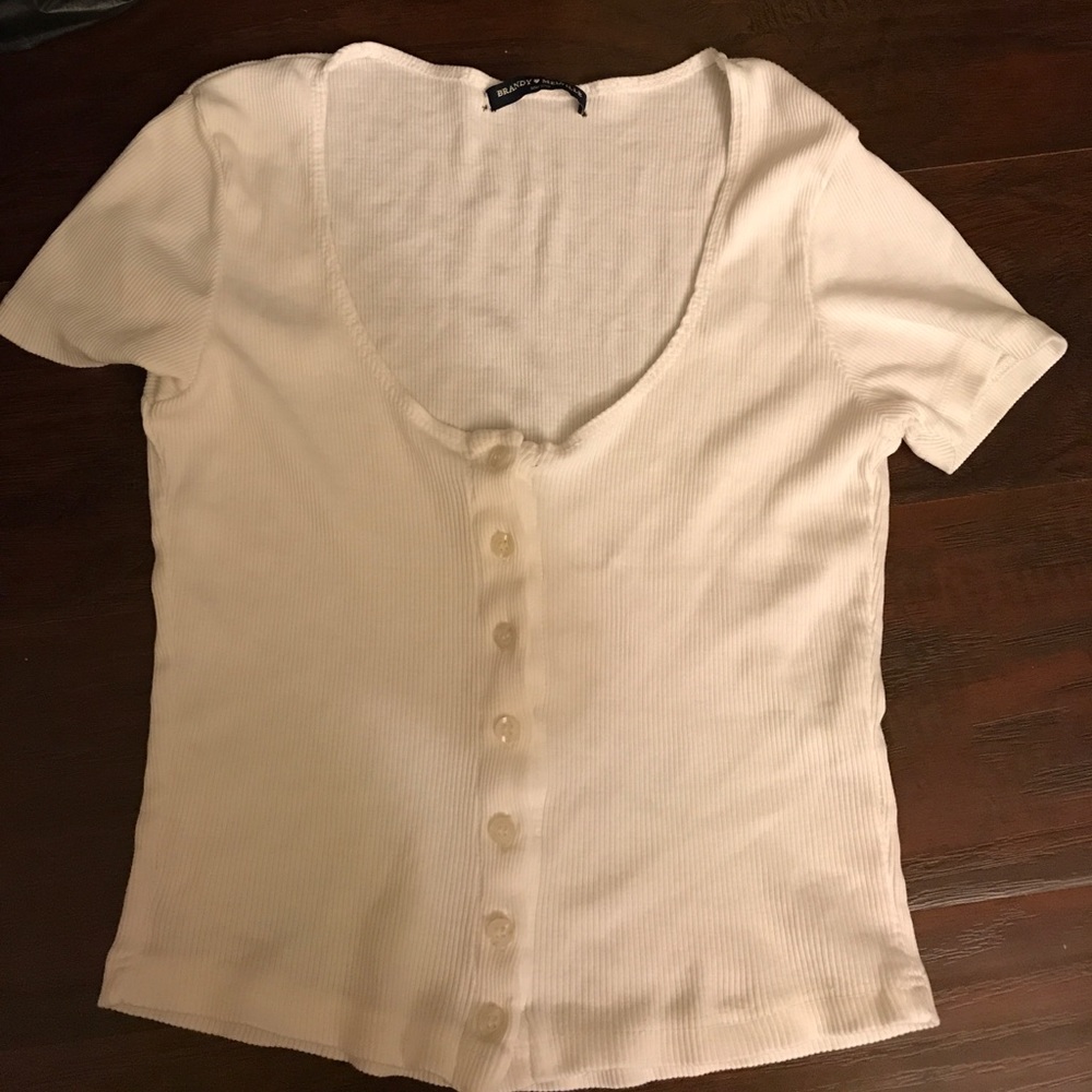 White brandy button down shirt