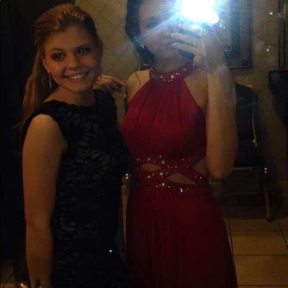 Red long turnabout dress