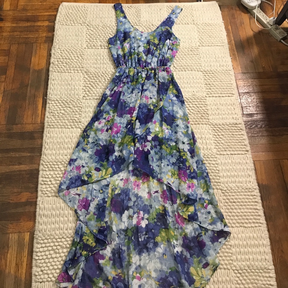 Sparkle & Fade Chiffon Floral Hi Lo Tank Dress - Picture 2 of 4