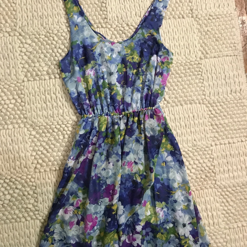 Sparkle & Fade Chiffon Floral Hi Lo Tank Dress - Picture 3 of 4