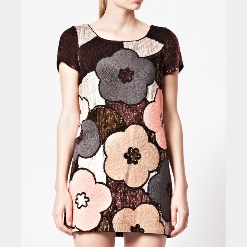 NWT French connection dress sequined flowers 8
