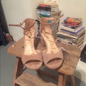Sam Edelman Suede ankle strap, block heels