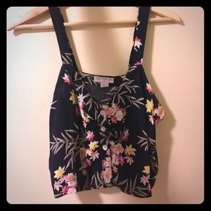Floral button crop top