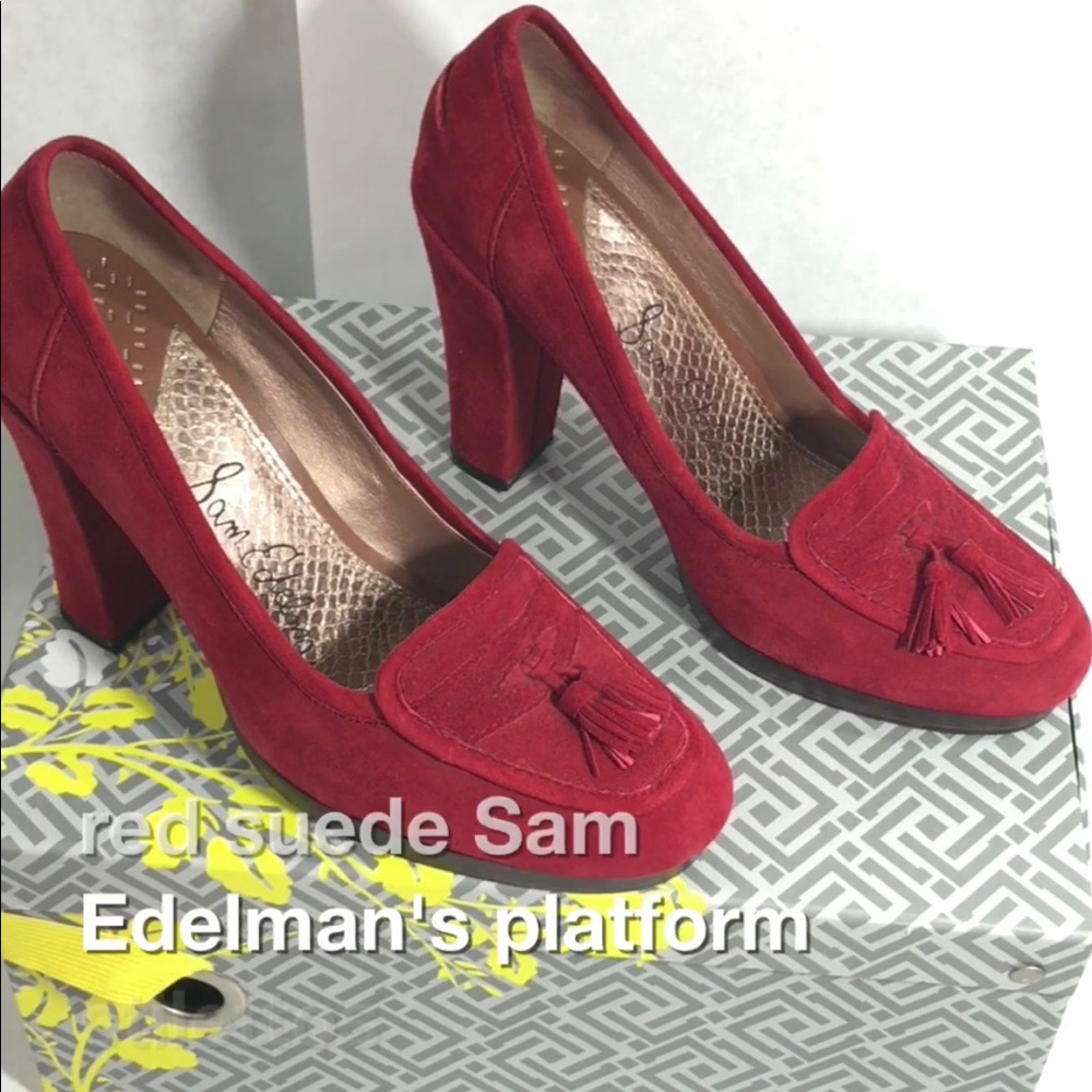 Sam Edelman Platform Stilettos Red suede Size 7