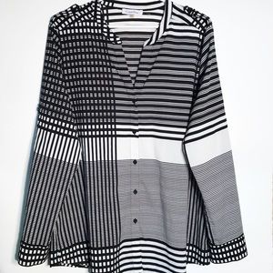 SOLD-CALVIN KLEIN Black/White Stripe Button Shirt