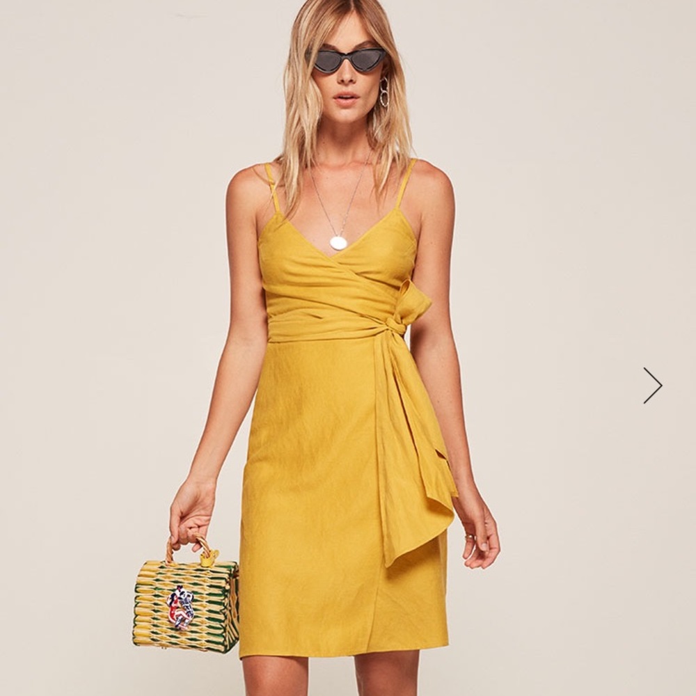 🍓SOLD🍓Reformation lucilia linen wrap dress - Picture 6 of 7