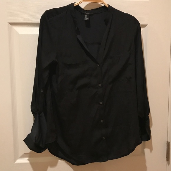 Forever 21 Black Button Down - Picture 1 of 3